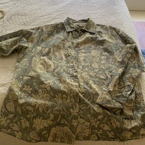 Gray and beige long sleeve shirt in cotton by designer Sophie doence